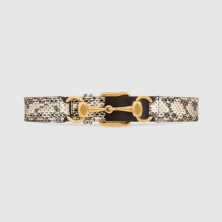 Gucci + Snakeskin Belt With Horsebit