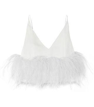 16ARLINGTON + Feather-Trimmed Crepe Camisole