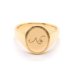 Natalie Marie + Diamond Initial Signet Ring