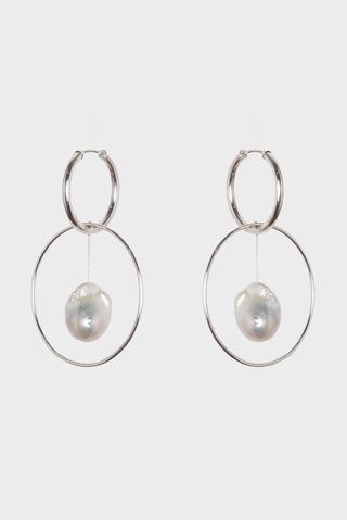 Danielle Frankel + Double Hoop and Floating Pearl Earrings