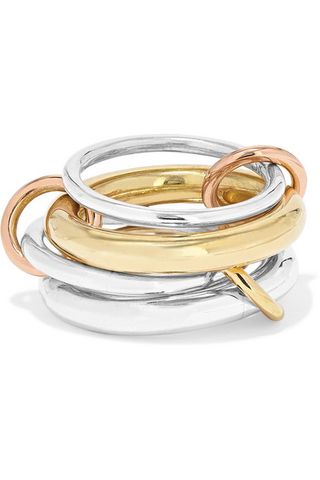 Spinelli Kilcollin + YCici Set of Four 18K Yellow and Rose Gold and Sterling Silver Rings