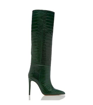 Paris Texas + Croc-Embossed Leather Knee Boots