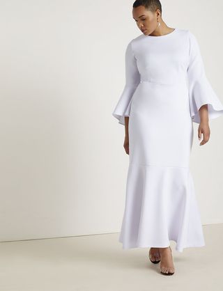 Eloquii + Flare Sleeve Neoprene Gown