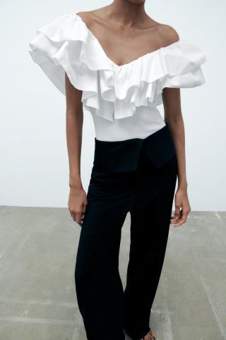 Zara + Ruffled Bodysuit