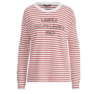 Ralph Lauren + Logo Striped Terry Sweatshirt