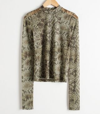 & Other Stories + Snake Print Mesh Top
