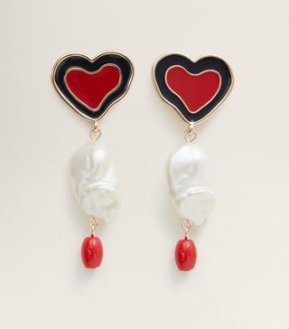 Mango + Heart-Shape Pearl Earrings