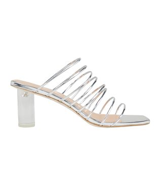 Rejina Pyo + Zoe Lucite Heel Strappy Silver Sandals