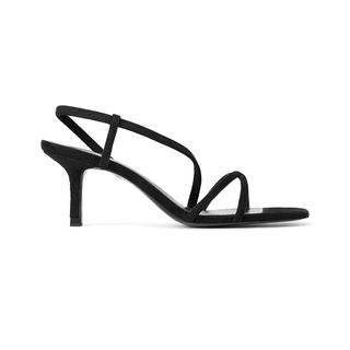 Zara + Mid-Heel Sandals With Elastic Band Detail