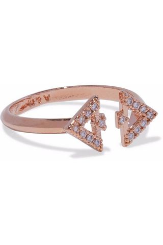 Astrid & Miyu + Fitzgerald Triangle rose gold-tone crystal ring