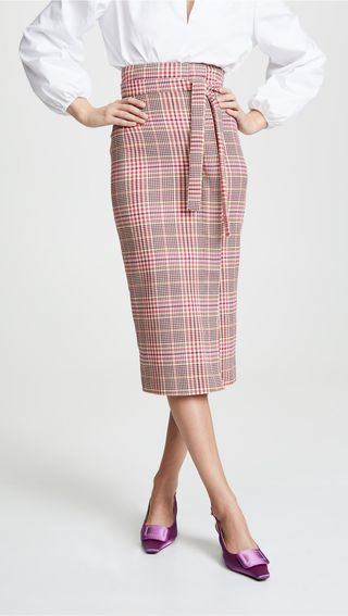 Stella Jean + Plaid Tie Waist Skirt