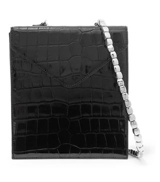 By Far + Allegra Croc-Effect Leather Shoulder Bag