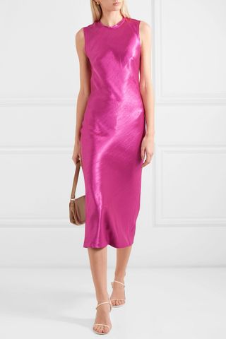 Rebecca Vallance + Loren Bow-Detailed Satin Midi Dress