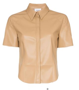 Nanushka + Clare Short-Sleeved Vegan Leather Shirt