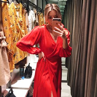 Zara red outlet wrap dress