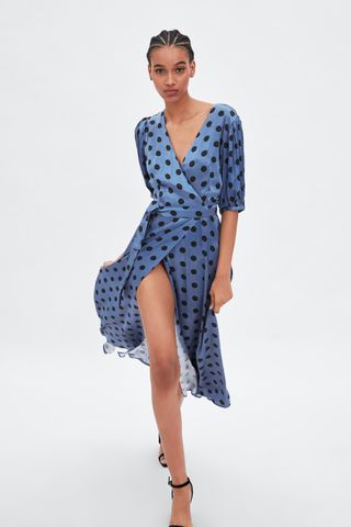 Zara + Polka-Dot Wrap Dress