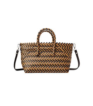 Zara + Woven Two-Tone Shopper Bag