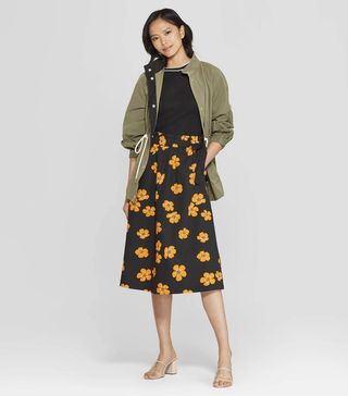 Who What Wear x Target + Floral Print Paperbag Skirt