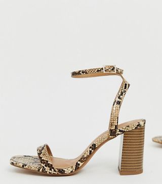ASOS Design + Wide Fit Hong Kong Barely There Block-Heeled Sandals