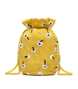 Ganni + Yellow Siltstone Floral Bead Embellished Bracelet Bag