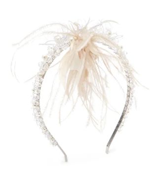Simone Rocha + Floral-Crystal, Bead and Feather Headband