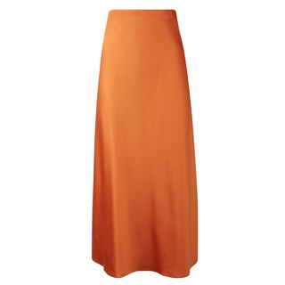 New Look + Rust Satin Bias Midi Skirt