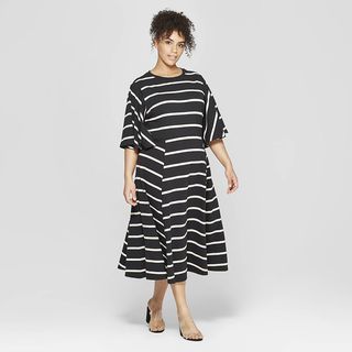 Who What Wear + Bell Sleeve Crew Neck A-Line Dress