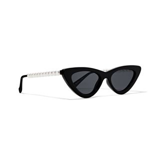 Le Specs + The Last Lolita Faux Pearl-Embellished Cat-Eye Acetate Sunglasses