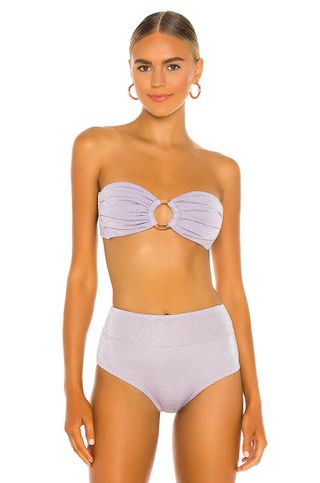 Montce Swim + Tori Bandeau Bikini Top in Lilac Sparkle