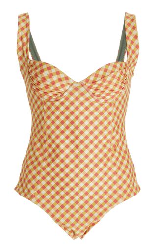 Palm + Kelly Gingham-Printed One-Piece