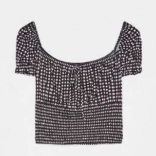 Bershka + Gingham Print Top