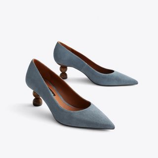 Uterqüe + Suede Court Shoes With Geometric Heels