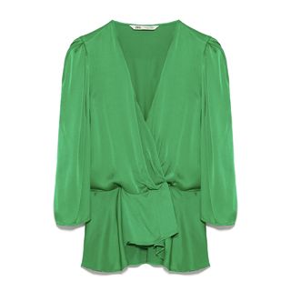 Zara + Satin Wrap Blouse