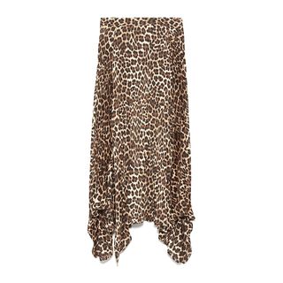 Zara + Pleated Animal Print Skirt