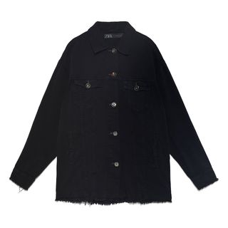 Zara + Oversized Frayed Edge Jacket