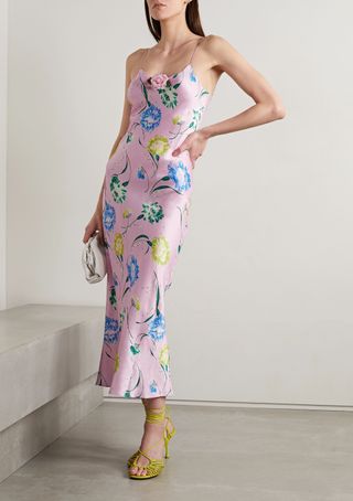 Rodarte + Embellished Floral-Print Silk Maxi Dress