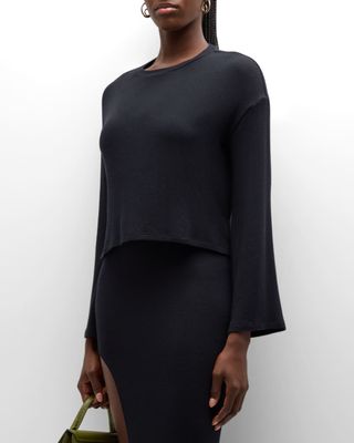 Anemos + Bell-Sleeve Boxy Cropped Knit