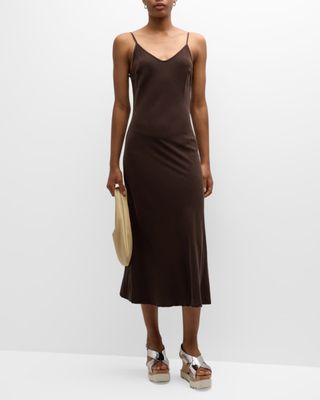 Anemos + The Harlow Bias-Cut Stretch Cupro Slip Dress