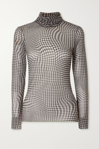 Ganni + Puppytooth Stretch Mesh Top