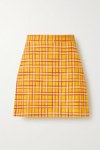 Gucci + Yellow Checked Mini Skirt