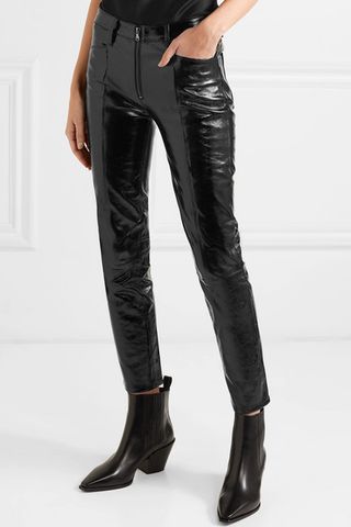 Frame + Slick Cropped Patent-Leather Pants