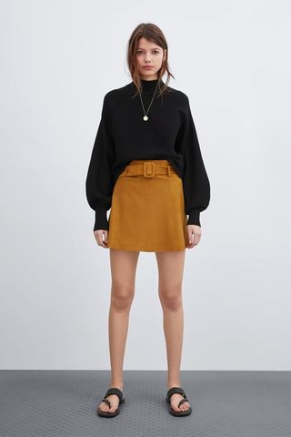 Zara + Faux Suede Mini Skirt