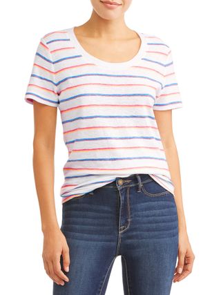 Time and Tru + Short Sleeve Striped T-Shirt