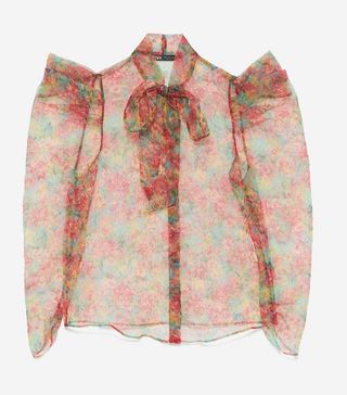 Zara + Floral Print Organza Blouse