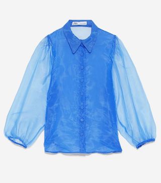 Zara + Organza Puff Sleeve Blouse