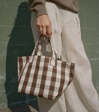 Trademark + Small Chocolate Gingham Grocery Tote