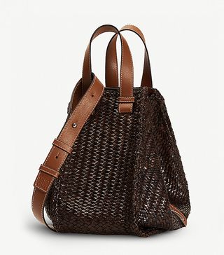 Loewe + Hammock Medium Leather-Woven Shoulder Bag