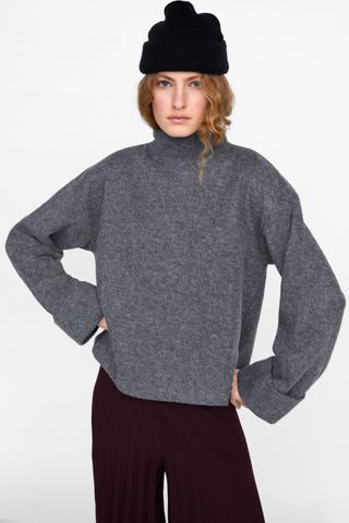 Zara + Mock Neck Sweater