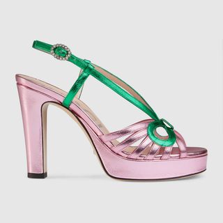 Gucci + Metallic Leather Sandal