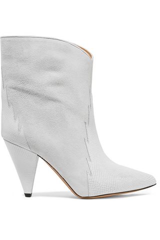 Isabel Marant + Leider Suede and Lizard-Effect Leather Ankle Boots